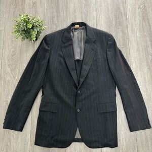 Mens BROOKS BROTHERS Sport Blazer Size 41 Pin Stripe Dress Coat Jacket Dark Gray